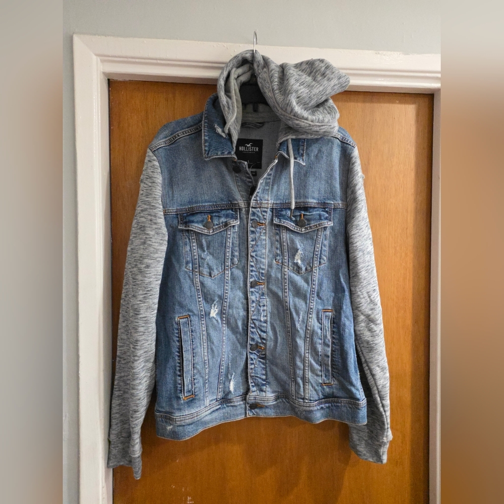 Rare HOLLISTER distressed Mixed Media Jacket Large